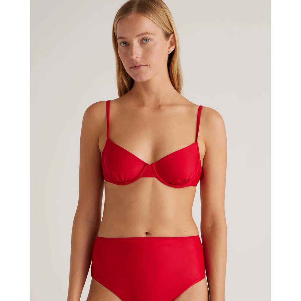 Quince Italian Demi Bikini Top Cherry Red Size Medium